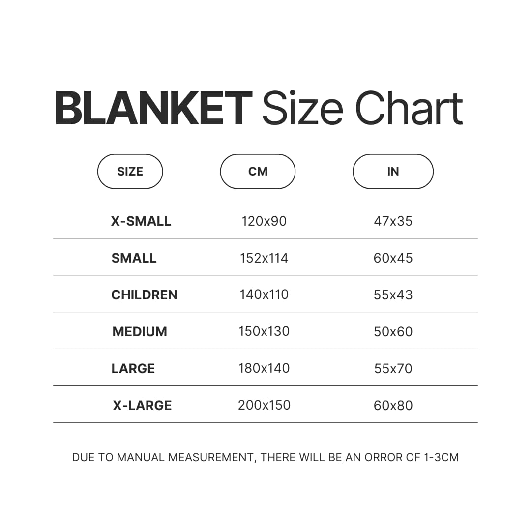 Blanket Size Chart - Jujutsu Kaisen EU Store