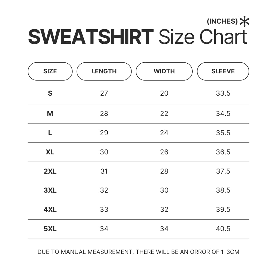 Sweatshirt Size Chart - Jujutsu Kaisen EU Store