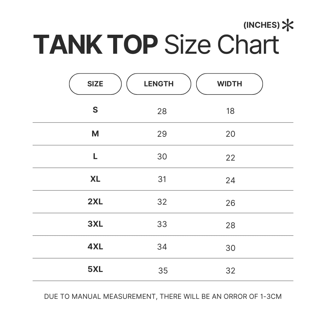 Tank Top Size Chart - Jujutsu Kaisen EU Store