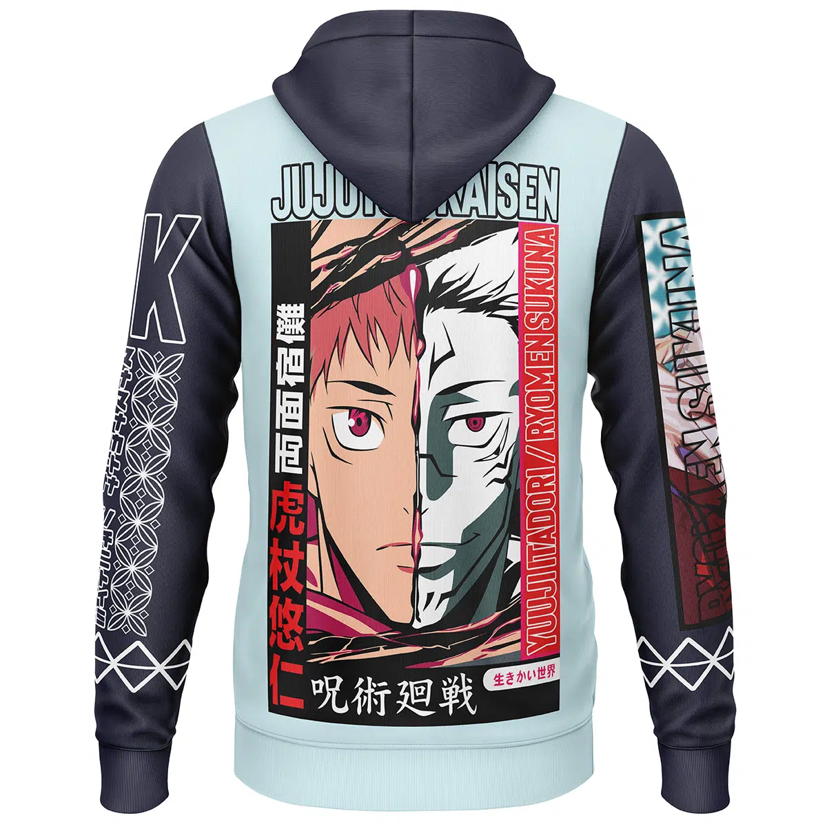 Itadori x Sukuna Jujutsu Kaisen Streetwear Lightweight Hoodie BACK mockup - Jujutsu Kaisen EU Store