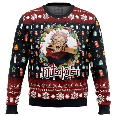 Sukuna Christmas Jujutsu Kaisen men sweatshirt FRONT mockup - Jujutsu Kaisen EU Store
