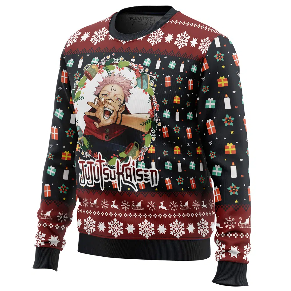 Sukuna Christmas Jujutsu Kaisen men sweatshirt SIDE FRONT mockup - Jujutsu Kaisen EU Store