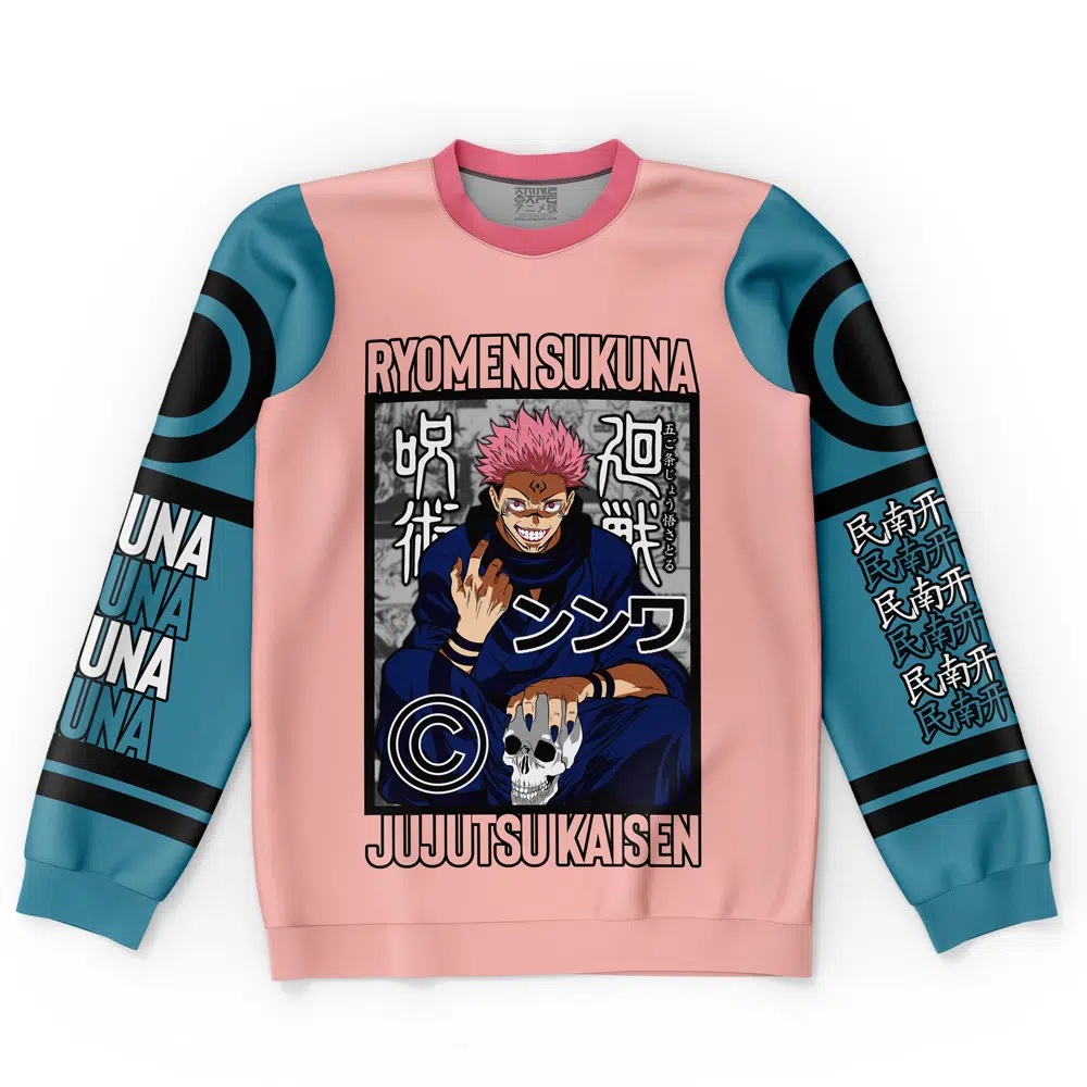 sukuna-Flat-Sweatshirt-front sukuna Flat Sweatshirt front - Jujutsu Kaisen EU Store
