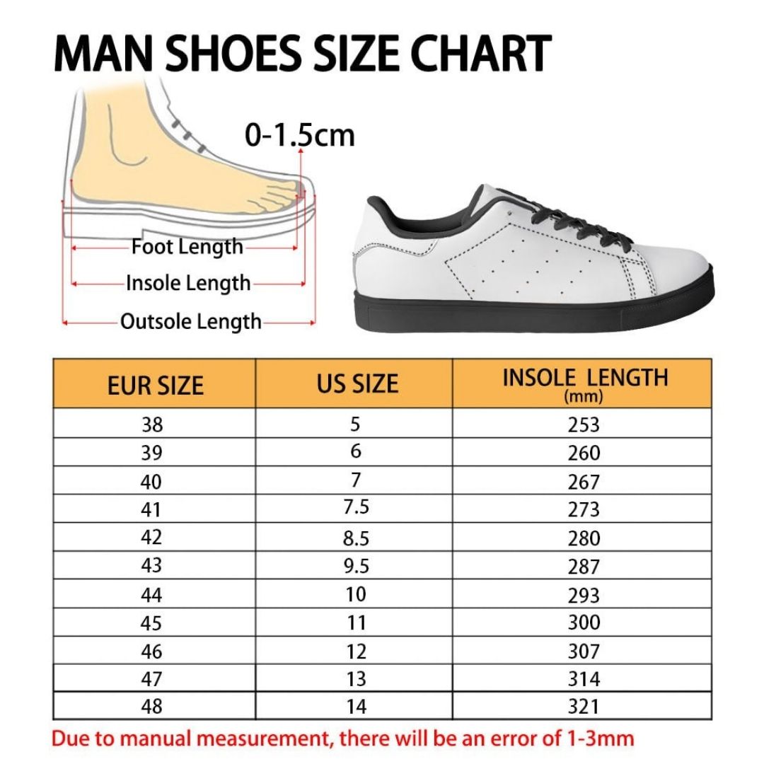 Skate Man Shoes Size Chart - Jujutsu Kaisen EU Store